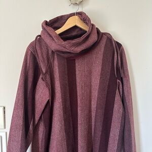 vintage burgundy striped wool dress w/ scarf - Rosa Bianca